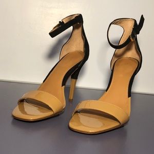 Calvin Klein Tan Suede Patent Leather 3-4 in Heels